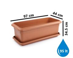 Omnipazar SO-V693 Tabaklı Villa Bahçe Saksı Takımı 95 Lt Kiremit 3 Adet