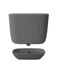 Omnipazar KRS-382 Dekoratif Plastik Mercan Kare Saksı 0.67 Litre No 2 Antrasit (116)
