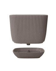 Omnipazar KRS-382 Dekoratif Plastik Mercan Kare Saksı 0.67 Litre No 2 Kahverengi