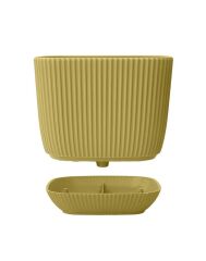 Omnipazar KRS-382 Dekoratif Plastik Mercan Kare Saksı 0.67 Litre No 2 Soft Sarı