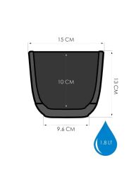 Omnipazar KRS-383 Dekoratif Plastik Mercan Kare Saksı 1.8 Litre No 3 Antrasit (116)