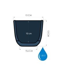 Omnipazar KRS-383 Dekoratif Plastik Mercan Kare Saksı 1.8 Litre No 3 Gece Mavisi
