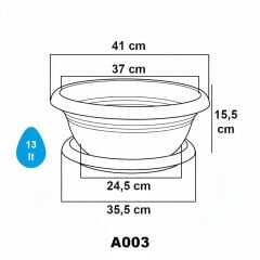 Omnipazar SO-A003 Arajman Saksı Takımı Tabaklı 13 Litre No: 3