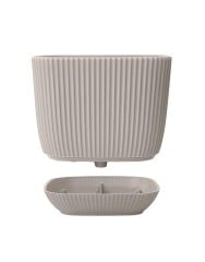 Omnipazar KRS-383 Dekoratif Plastik Mercan Kare Saksı 1.8 Litre No 3 Bej