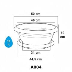 Omnipazar SO-A004 Arajman Saksı Takımı Tabaklı 19 Litre No: 4