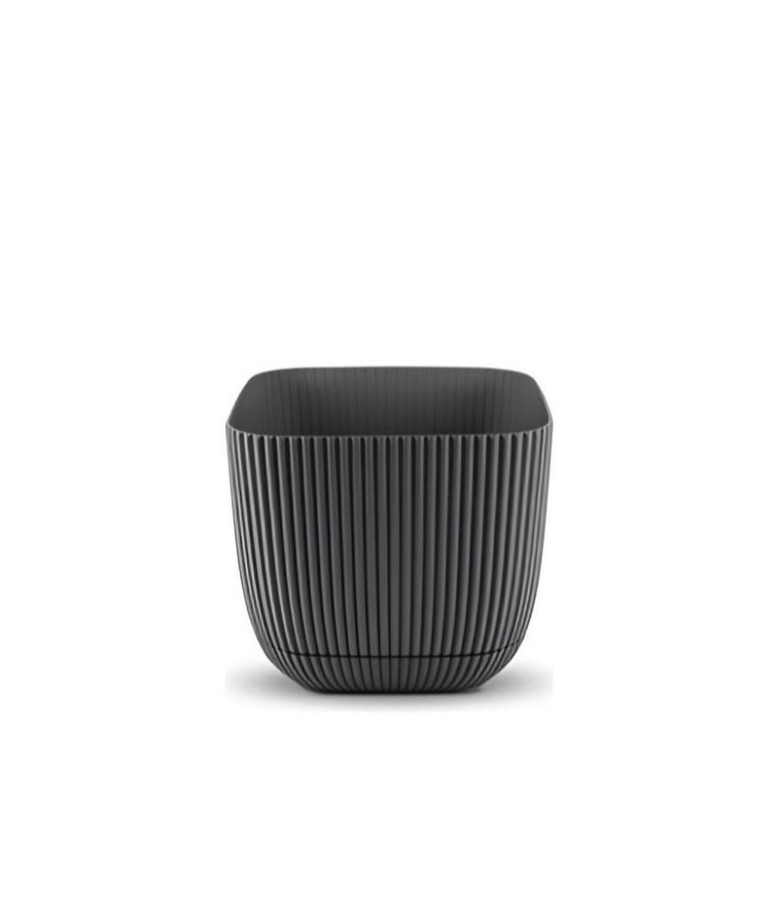 Omnipazar KRS-384 Dekoratif Plastik Mercan Kare Saksı 4 Litre No 4 Antrasit (116)