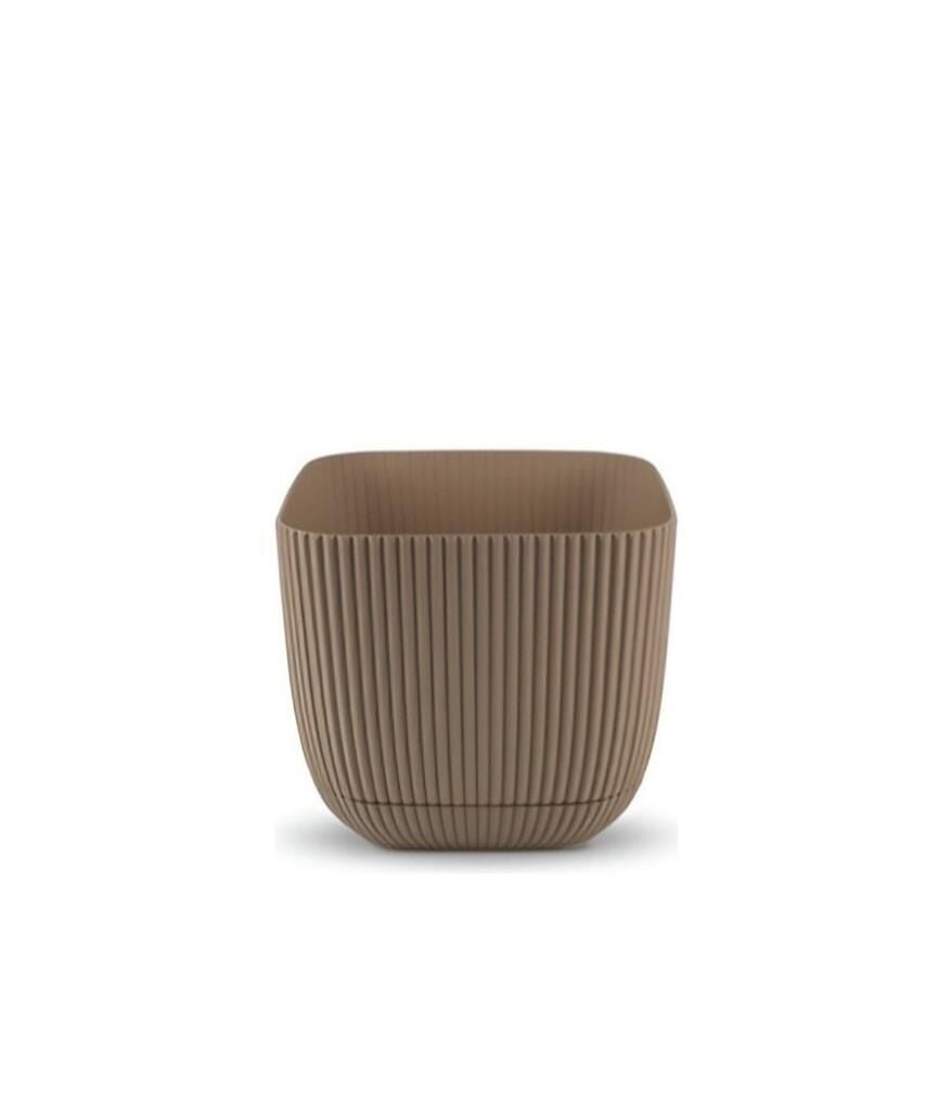 Omnipazar KRS-384 Dekoratif Plastik Mercan Kare Saksı 4 Litre No 4 Kahverengi