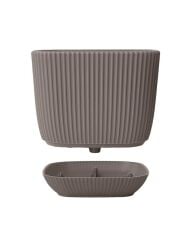 Omnipazar KRS-384 Dekoratif Plastik Mercan Kare Saksı 4 Litre No 4 Kahverengi
