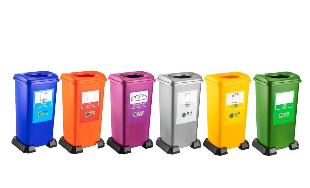 Omnipazar SY-4398 Sıfır Atık Geri Dönüşüm Çöp Kutusu 70 lt 6'lı Set