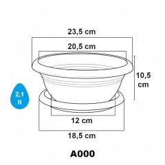 SO-A000 Aranjman Saksı Takımı Tabaklı 2.1 Litre No: 0 Yeşil 6 Adet