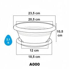 SO-A000 Arajman Saksı Takımı Tabaklı 2.1 Litre No: 0 Antrasit 6 Adet