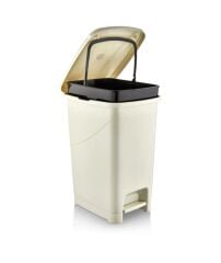 Omnipazar SRL-3030 Slim Pedallı Plastik Çöp Kovası İç Kovalı 40 litre Bej