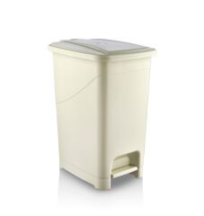 Omnipazar SRL-3030 Slim Pedallı Plastik Çöp Kovası İç Kovalı 40 litre Bej