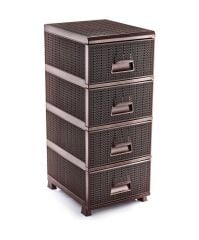 Omnipazar SY-4553 Örgü Desen Plastik Komidin Mutfak Sebzelik 4 Katlı Kahverengi