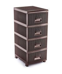 Omnipazar SY-4553 Örgü Desen Plastik Komidin Mutfak Sebzelik 4 Katlı Kahverengi