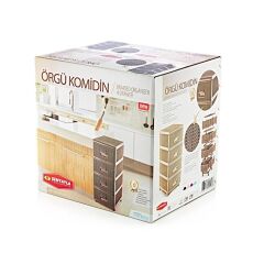 Omnipazar SY-4553 Örgü Desen Plastik Komidin Mutfak Sebzelik 4 Katlı Kahverengi