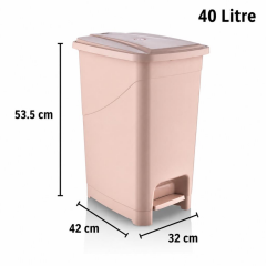 Omnipazar SRL-3030 Slim Pedallı Plastik Çöp Kovası İç Kovalı 40 litre Pembe