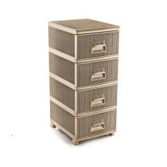 Omnipazar SY-4553 Örgü Desen Plastik Komidin Mutfak Sebzelik 4 Katlı Krem