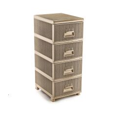 Omnipazar SY-4553 Örgü Desen Plastik Komidin Mutfak Sebzelik 4 Katlı Krem