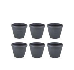 Omnipazar SO-HS01 Plastik Hasır Desenli Saksı 3.3 lt Antrasit 6 Adet