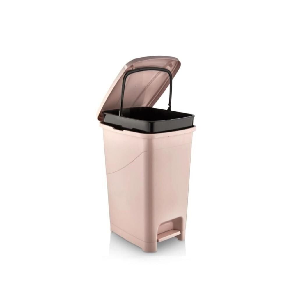 Omnipazar SRL-3029 Slim Pedallı Plastik Çöp Kovası İç Kovalı 25 litre Pembe