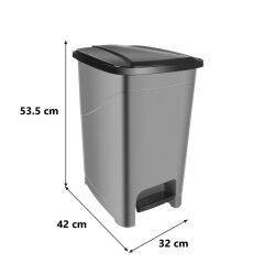 Omnipazar SRL-3030 Slim Pedallı Plastik Çöp Kovası İç Kovalı 40 lt