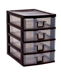 Omnipazar SY-4539 Cindy Box Mini Plastik Komidin Çekmecelik 4 Katlı Kahverengi