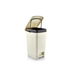 Omnipazar SRL-3028 Slim Pedallı İç Kovalı Plastik Çöp Kovası 15 Litre Bej