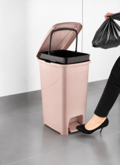 Omnipazar SRL-3028 Slim Pedallı İç Kovalı Plastik Çöp Kovası 15 Litre Pembe