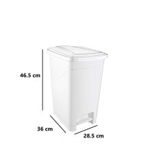 Omnipazar SRL-3029 Slim Pedallı Plastik Çöp Kovası İç Kovalı 25 lt Beyaz