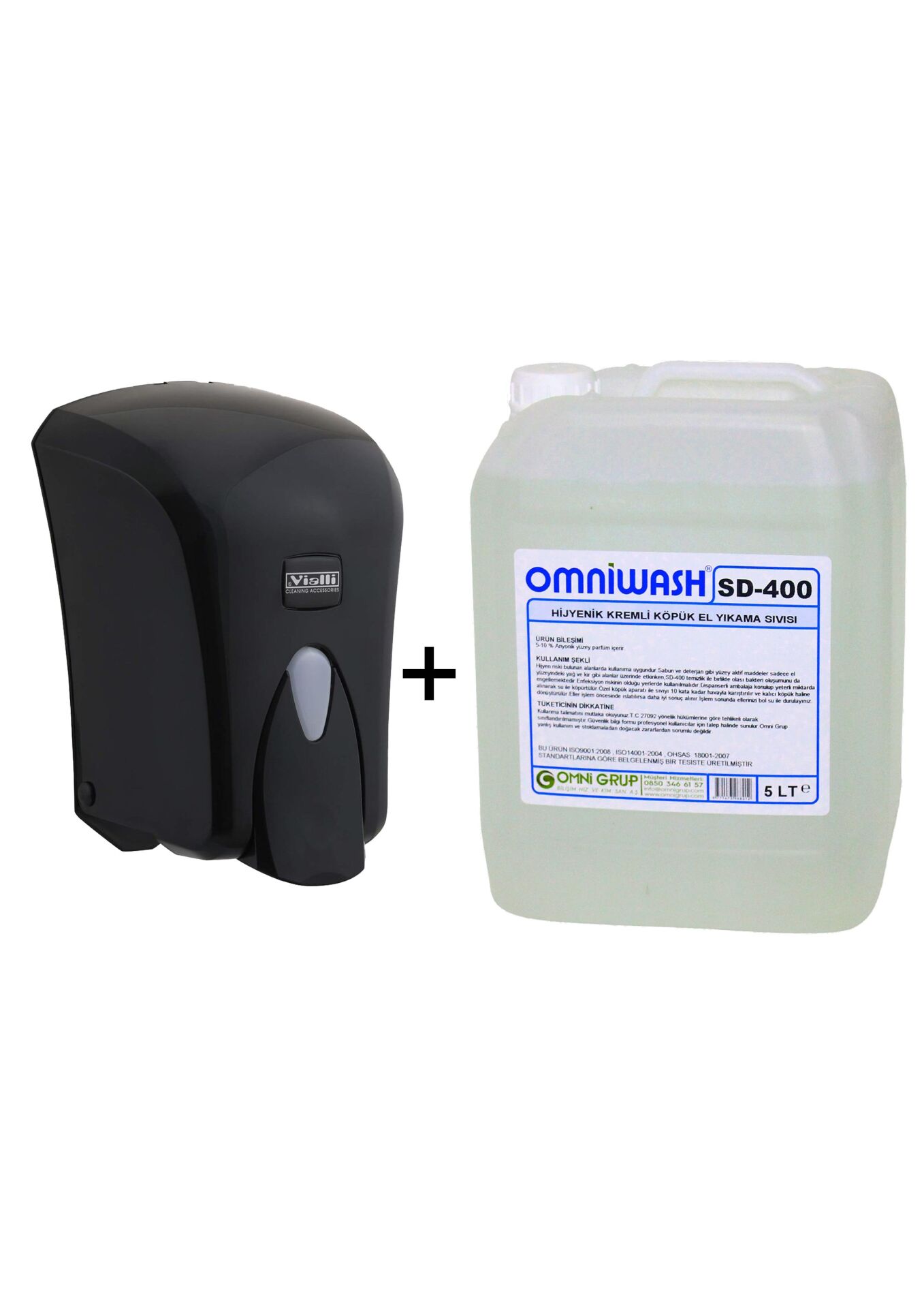 Omniwash SD-400 5 L Köpük Sabun Vialli F6B Siyah Köpük Dispenseri