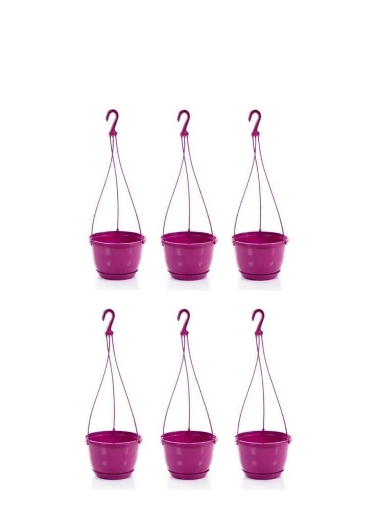 Omnipazar SO-SM01 Safir Makrome Askılı Balkon Saksı 1,7 lt Vişne 6 Adet