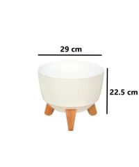 Omnipazar ELF-496 Dekoratif Ayaklı Nostalji Saksı 9 lt Beyaz