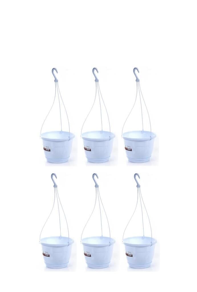 Omnipazar SO-SM01 Safir Makrome Askılı Balkon Saksı 1,7 lt Beyaz 6 Adet