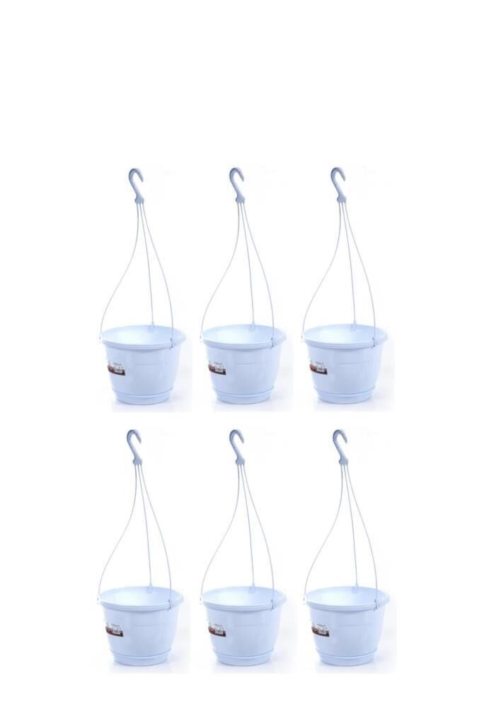 Omnipazar SO-SM01 Safir Makrome Askılı Balkon Saksı 1,7 lt Beyaz 6 Adet