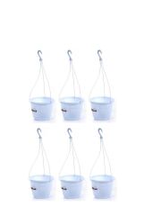 Omnipazar SO-SM01 Safir Makrome Askılı Balkon Saksı 1,7 lt Beyaz 6 Adet