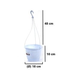 Omnipazar SO-SM01 Safir Makrome Askılı Balkon Saksı 1,7 lt Beyaz 6 Adet