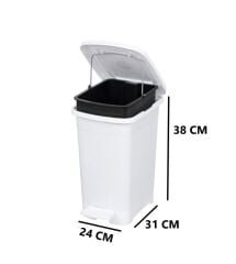 Omnipazar ELF-İ343 Slim Pedallı Plastik Çöp Kovası İç Kovalı 15 lt