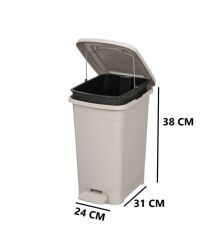 Omnipazar ELF-İ343 Slim Pedallı Plastik Çöp Kovası İç Kovalı 15 lt