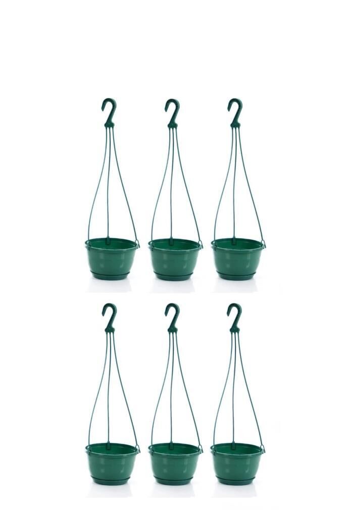 Omnipazar SO-SM01 Safir Makrome Askılı Balkon Saksı 1,7 lt Yeşil 6 Adet