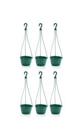 Omnipazar SO-SM01 Safir Makrome Askılı Balkon Saksı 1,7 lt Yeşil 6 Adet