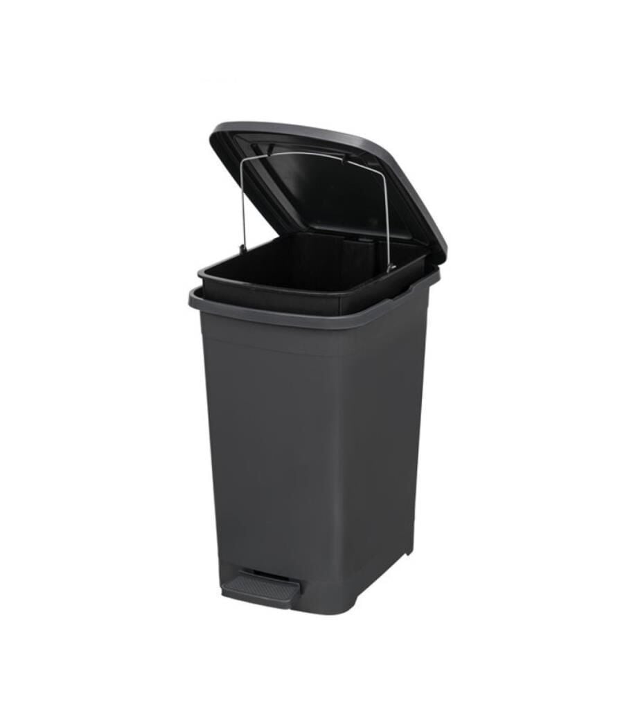 Omnipazar ELF-İ343 Slim Pedallı Plastik Çöp Kovası İç Kovalı 15 lt Antrasit (116)