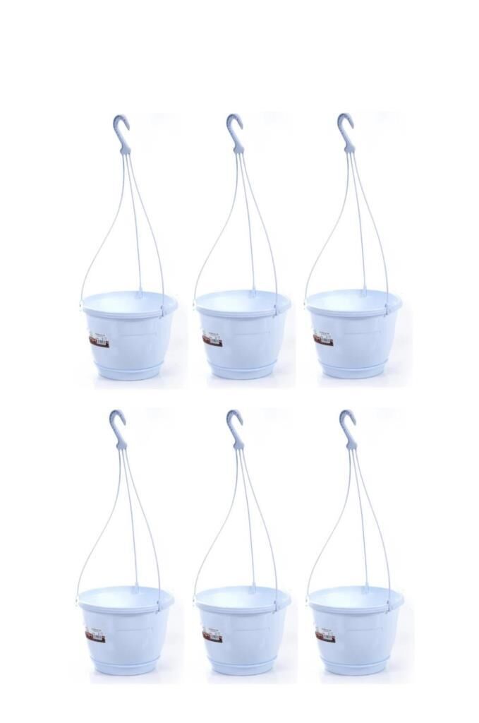 Omnipazar SO-SM02 Safir Makrome Askılı Balkon Saksı 3.4 lt Beyaz 6 Adet