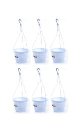 Omnipazar SO-SM02 Safir Makrome Askılı Balkon Saksı 3.4 lt Beyaz 6 Adet