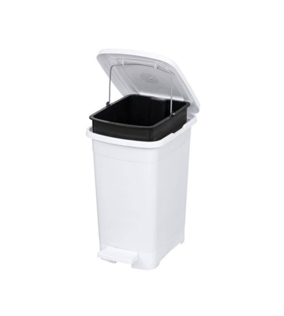 Omnipazar ELF-İ343 Slim Pedallı Plastik Çöp Kovası İç Kovalı 15 lt Beyaz