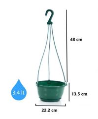 Omnipazar SO-SM02 Safir Makrome Askılı Balkon Saksı 3.4 lt Yeşil 6 Adet