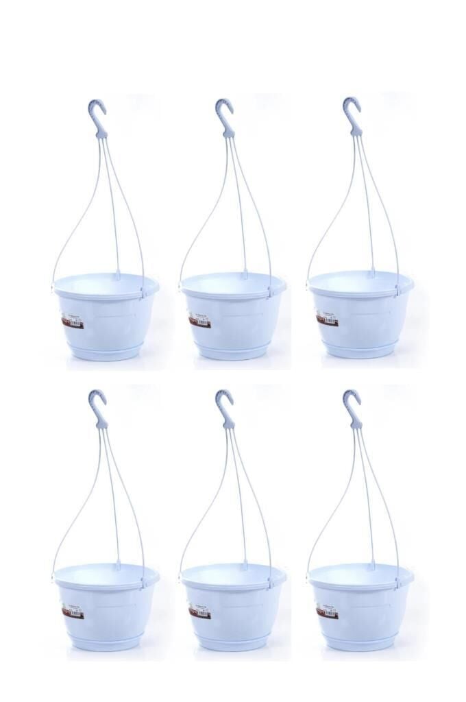 Omnipazar SO-SM03 Safir Makrome Askılı Balkon Saksı 6 lt Beyaz 6 Adet