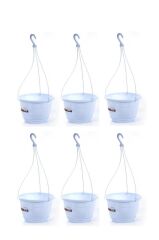 Omnipazar SO-SM03 Safir Makrome Askılı Balkon Saksı 6 lt Beyaz 6 Adet