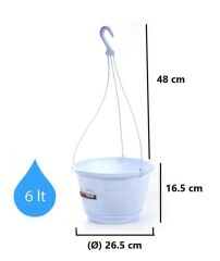 Omnipazar SO-SM03 Safir Makrome Askılı Balkon Saksı 6 lt Beyaz 6 Adet
