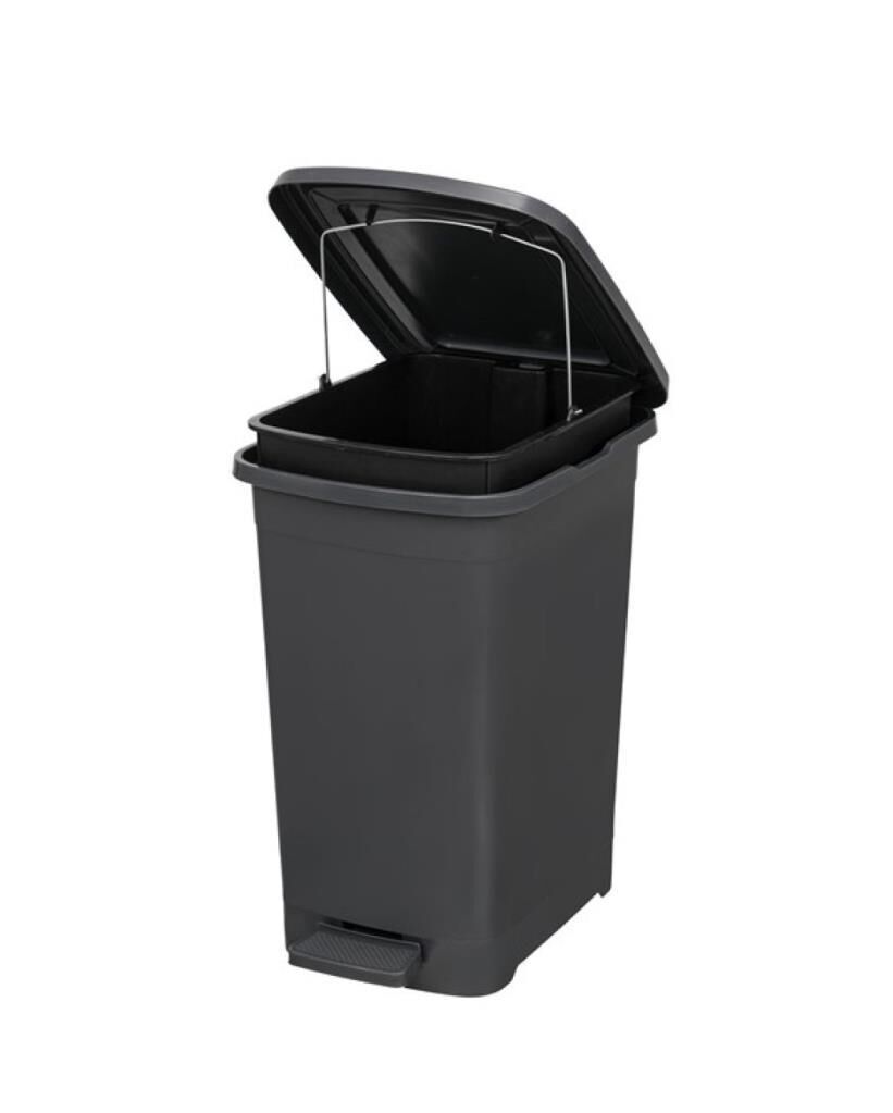 Omnipazar ELF-İ342 Slim Pedallı Plastik Çöp Kovası İç Kovalı 25 lt Antrasit (116)